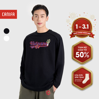  Áo phông dài tay nam CANIFA phong cách varsity thể thao có hình in 8TL25S001 
