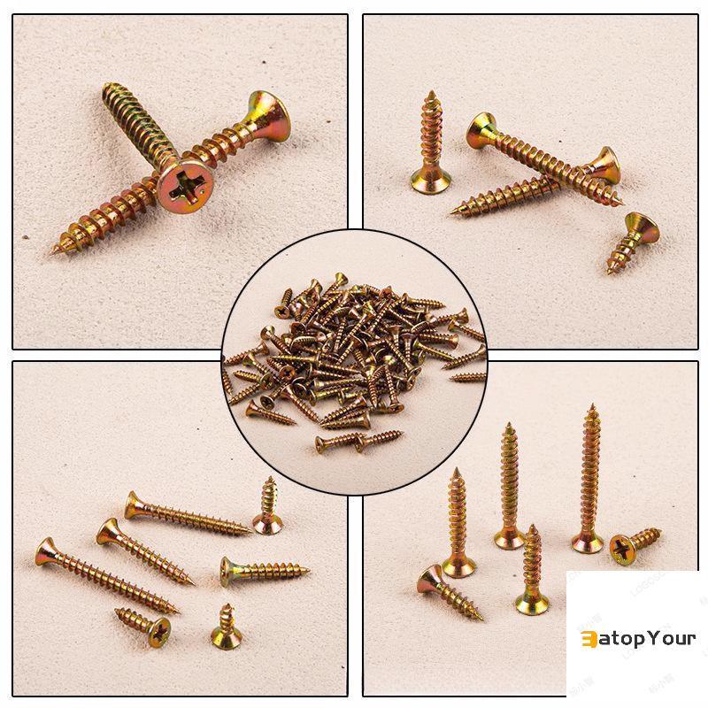 EatopYour 520 Cái M3.5 Đầu chìm Bộ vít tự khai thác Bộ vít mạ kẽm màu cho chế biến gỗ Trang trí nhà 