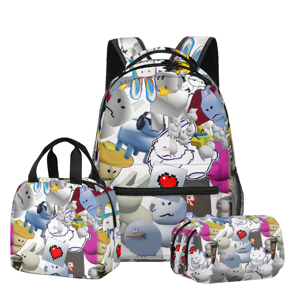 Gyj New 3D Cross - border Bộ 3 mảnh Roblox Forsaken Gubby - Túi đi học theo chủ đề, bao gồm ba lô, t