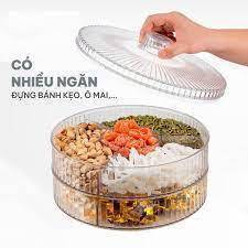 KHAY MỨT HOKORI 4 NGĂN TRONG SUỐT, KHAY BÁNH KẸO ĐỂ BÀN CAO CẤP LaLaHome