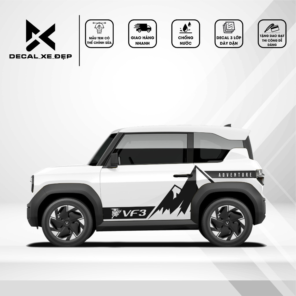 Tem dán xe VF3 - Tem VF3 cao cấp Decal Sticker Vf3 - Decal Dán Xe - Vf3 OFFROAD