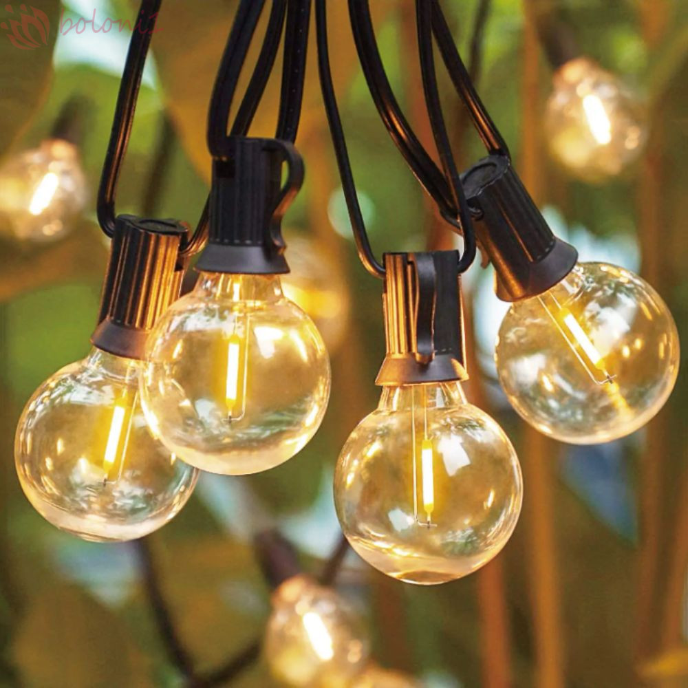 [COD] Đèn dây quả cầu LED G40, Bóng đèn nhựa Thiết kế chống vỡ Đèn dây ngoài trời, Trang trí nội thấ