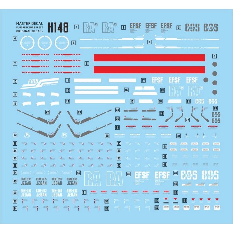 MASTER H148 HGUC HG 1 / 144 Mẫu thử Stark Jegan 805 Decal trượt nước (Không có hình, không có mẫu)