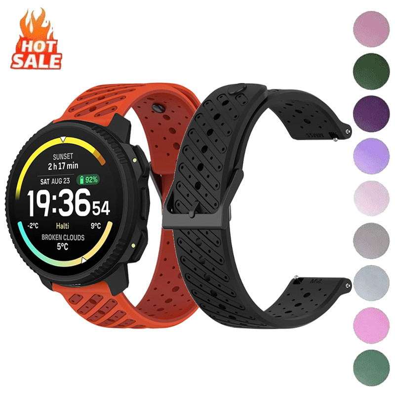 22mm Ocean Hai Màu Silicone Dây Đeo Thích Hợp Cho Suunto Dọc 2 Race 2 Run 5 9 Peak 9 Peak Pro D5 Cho