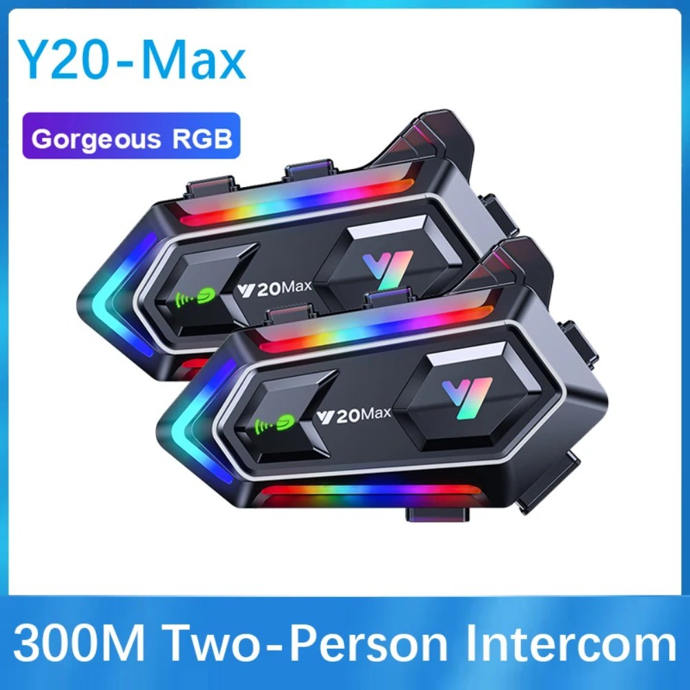 Y20 MAX Mũ bảo hiểm xe máy Tai nghe Bluetooth Intercom RGB Hiệu ứng ánh sáng đầy màu sắc V5.3 Pin 10