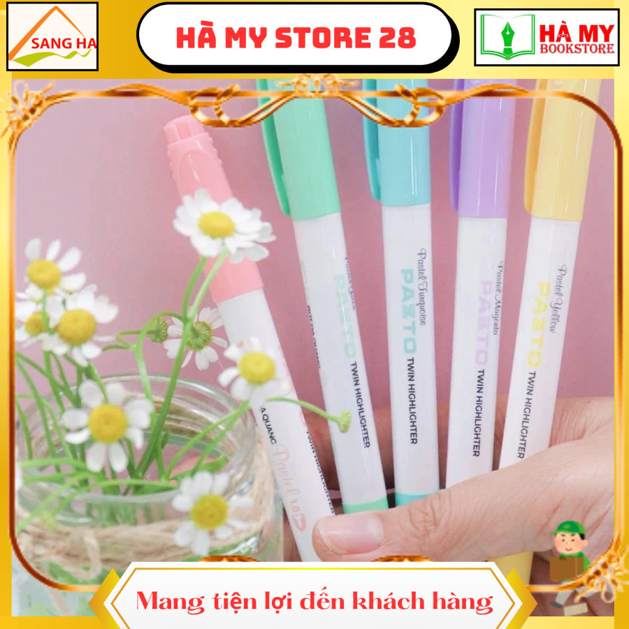 (Combo 2 Cây) Bút dạ quang màu Pastel Thiên Long Pazto HL-016 - Bút dạ quang rửa được '