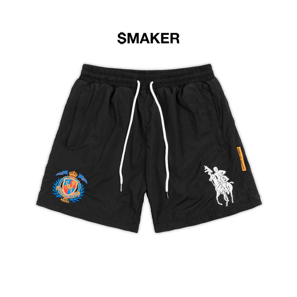 [SMAKER] Quần đùi form ngắn màu đen vải nylon dù - $4L NYLON SHORT IN BLACK
