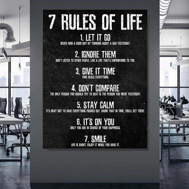 Rules of Life Canvas Poster Watch Your Thoughts Motivational Let it Go Prints để trang trí tường