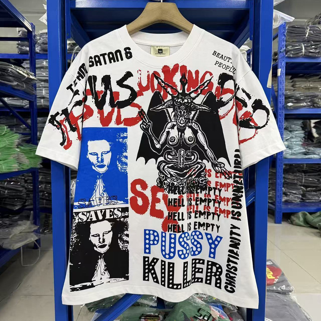GQEF  1990The Marilyn of the Era.Manson Mexican Bootleg AOP Satanic Jesus Print Pattern T Shirt