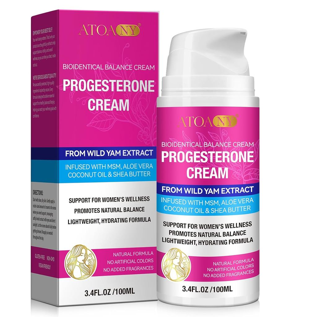 Kem cân bằng Progesterone dành cho nữ - Truyền MSM, lô hội, dầu dừa & bơ hạt mỡ | 3.4 fl oz, Không c