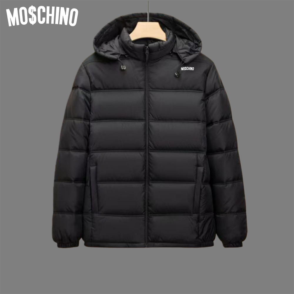 Moschino Áo Khoác Đôi Nam Nữ Chống Gió & Mưa, Lót Lông Cừu Dày, Nhiều Túi, Retro Cotton