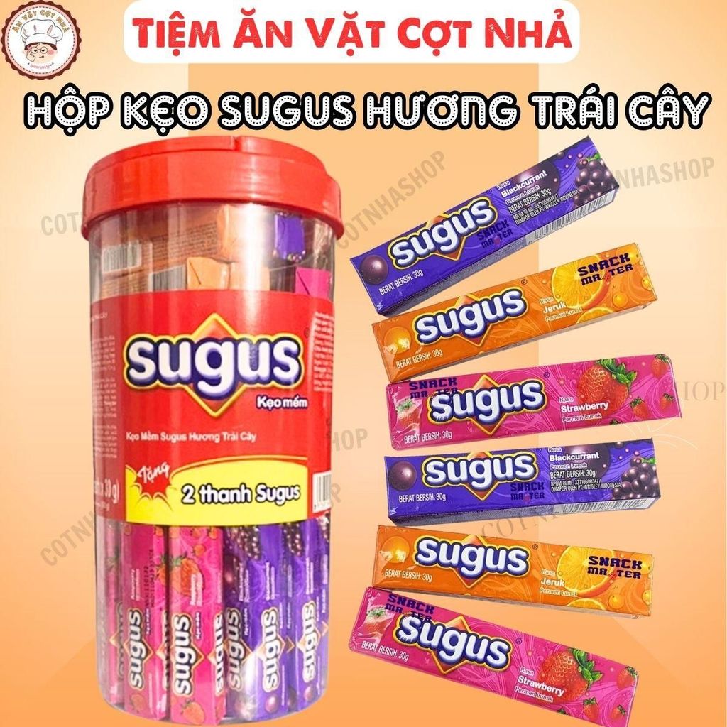 Hộp 50 Thanh (Tặng 2 Thanh) - (mỗi thanh 30gr) Kẹo Mềm Sugus Hương Trái Cây, candy FOOD