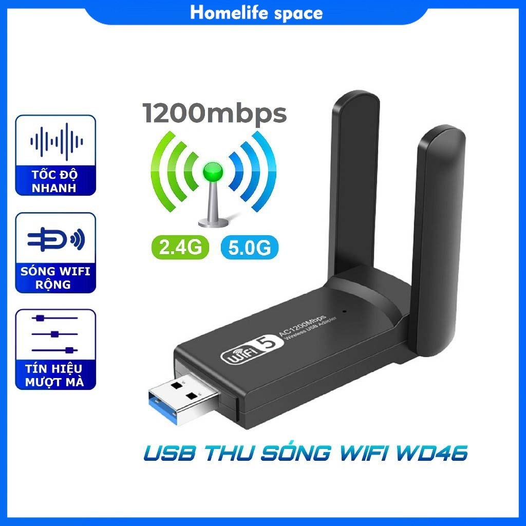 USB WiFi 1300 Mbps Card WIFI 5G -2 râu wifi bluetooth-loại 1300 Wifi 6 chỉ có thu wifi cho pc laptop
