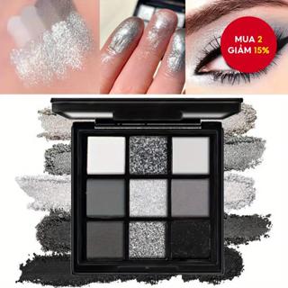  Bảng Phấn Mắt Đen Swan Chín Màu Halloween Khói Trang Điểm Dark Punk Pearlescent Matte Eyeshadow 