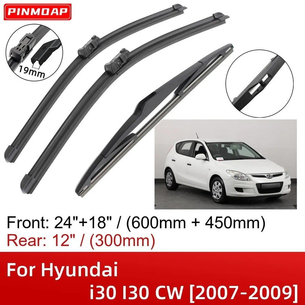Dành Cho Xe Hyundai i30 I30 CW 2007-2009 24 "+ 18" + 12 "Phía Trước Phía Sau Lưỡi Lau Bàn Chải Cắt P