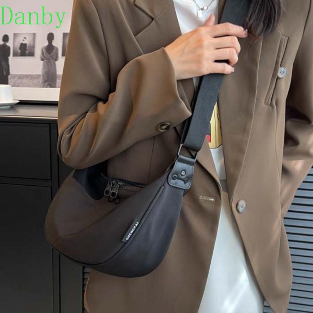 Túi vải DANBY Gyoza, Túi đeo chéo nửa mặt trăng màu trơn Nylon, Ví đựng tiền xu đơn giản Túi đựng bá