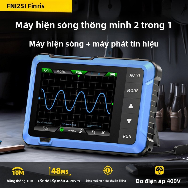 FNIRSI DSO153 Máy đo dao động kỹ thuật số 2 trong 1, máy phát tín hiệu mini đa năng, băng thông 1M