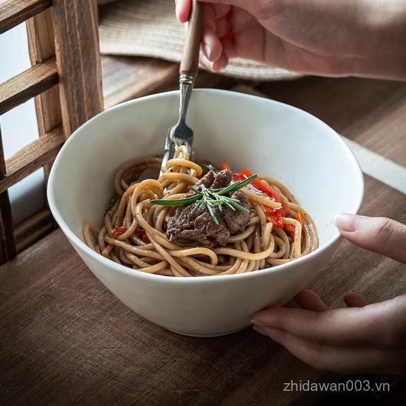 Bán Chạy Retro Màu Trơn Ramen Bát Gốm Nhật Bản Bát Hình Đặc Biệt Bát Rau Hộ Gia Đình Bát Canh Bát Tr