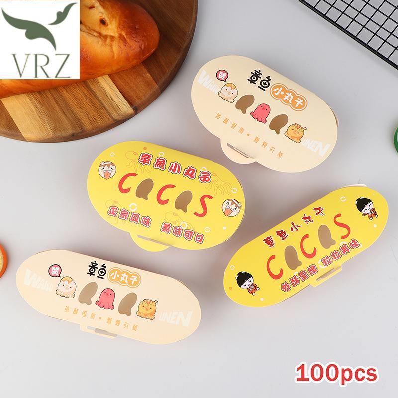 VRZ 100 Chiếc Dùng Một Lần Bạch Tuộc Bóng Bao Bì Hộp Thực Phẩm Đường Phố Nhật Bản Takoyaki Takeaway 