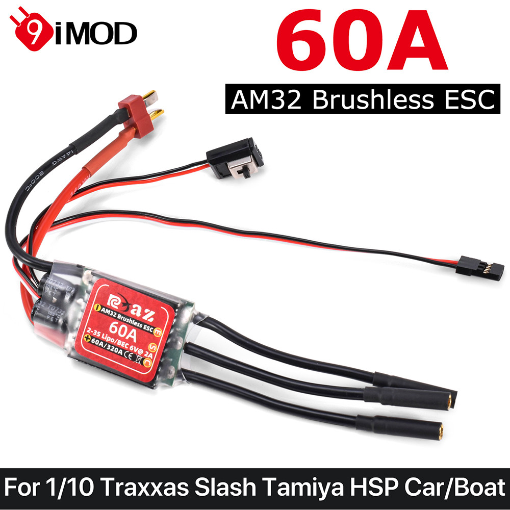 9IMOD AM32 60A Brushless ESC | 2-3S Support, 6V/2A Output | For 2847/540/3650 Motors | Fits 1/10 Tra
