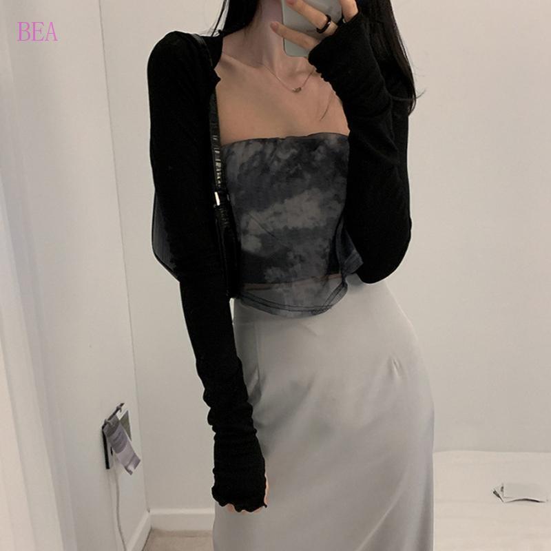 BEA Bolero Shrug Tay Dài Thumbhole Chống Nắng, Dáng Bodycon Vừa Vặn