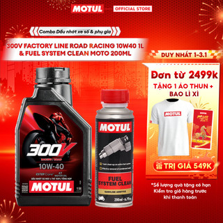  Combo Dầu nhớt xe máy MOTUL 300V FACTORY LINE ROAD RACING 10W40 1L và Phụ gia vệ sinh hệ thống nhiên liệu xe máy 200ml 