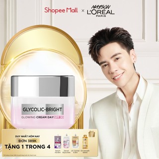  Kem dưỡng ban ngày dưỡng sáng mịn & mờ thâm nám L'Oreal Paris Glycolic  AHA  Bright  Glycolic + Niacinamide  SPF 30 50ml 