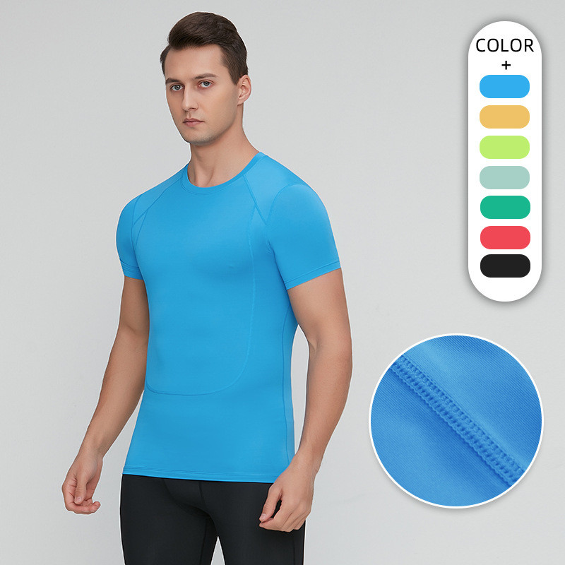 【Ready Stock】 Tight Fitness Training T-shirt Men's Outdoor Basketball Quick-Drying Elastic Compressi