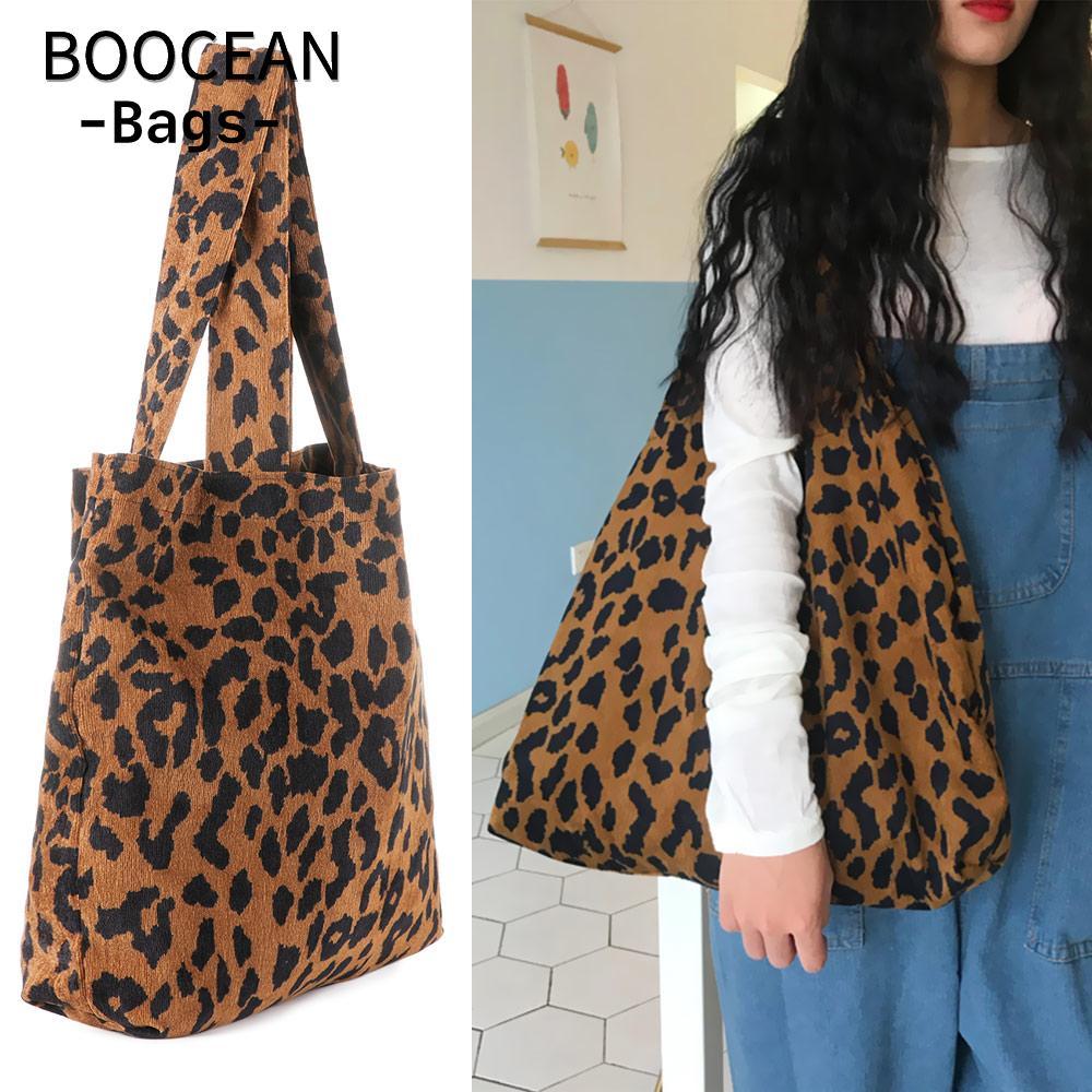 Túi xách cỡ lớn in họa tiết da báo BOOCEAN Tote Corduroy
