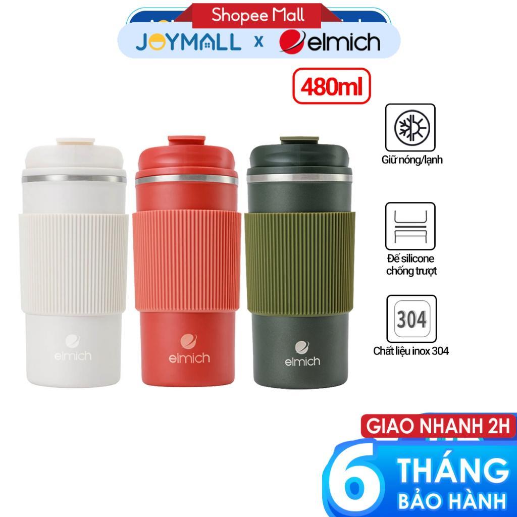 Ly Giữ Nhiệt Elmich EL8345 480ml, Hàng Chính Hãng, Inox 304, Có Lớp Silicone Chống Trượt - JoyMall