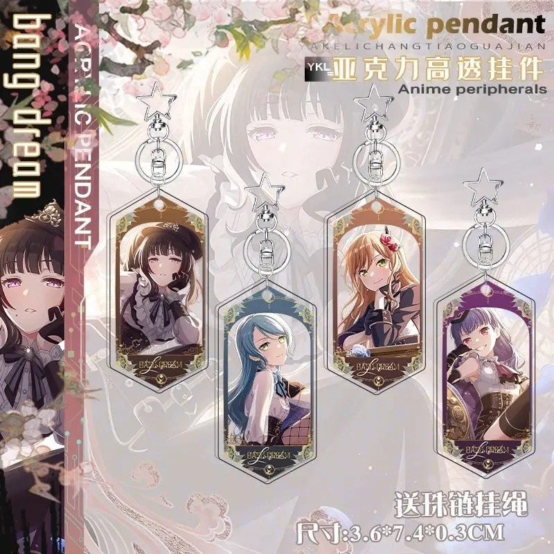 Móc khóa Anime BanG Dream Rinko Shirokane Sayo Hikawa Acrylic Mica trong suốt phụ kiện treo cặp balo