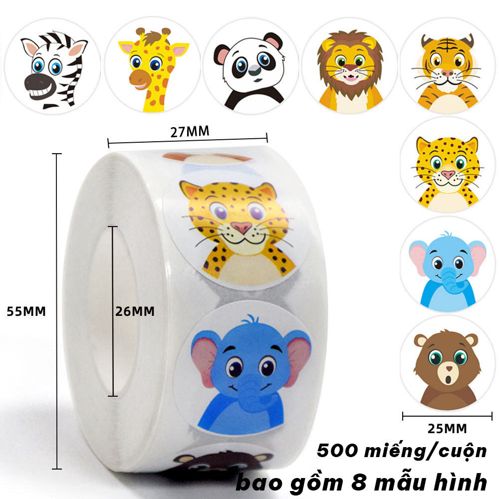 Roll of Cute Animal Stickers – Reward Stickers for Children, Notebook Decoration, Envelope Stickers 