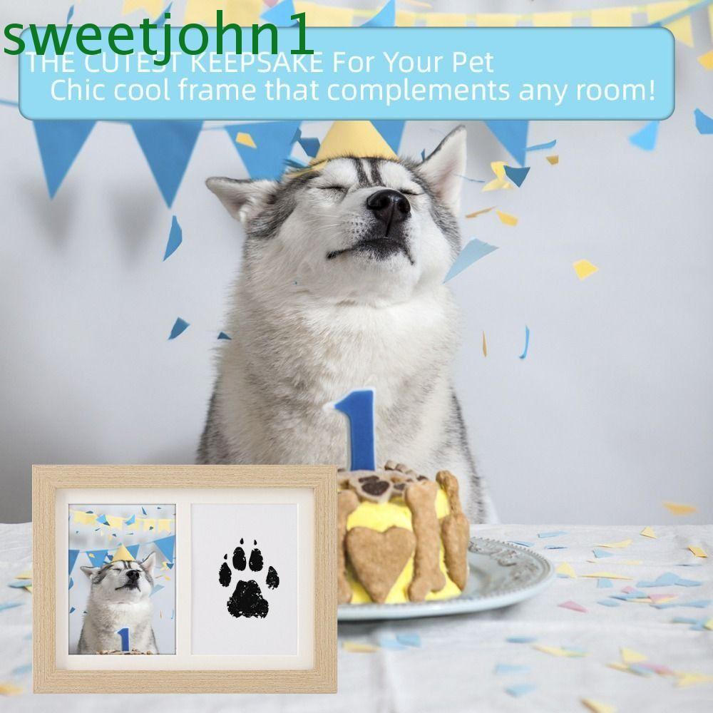 SWEETJOHN Pet Paw Print Kit, Inkless Kit Clean-Touch Ink Pad Memorial Frame, Baby Handprint Clean-To