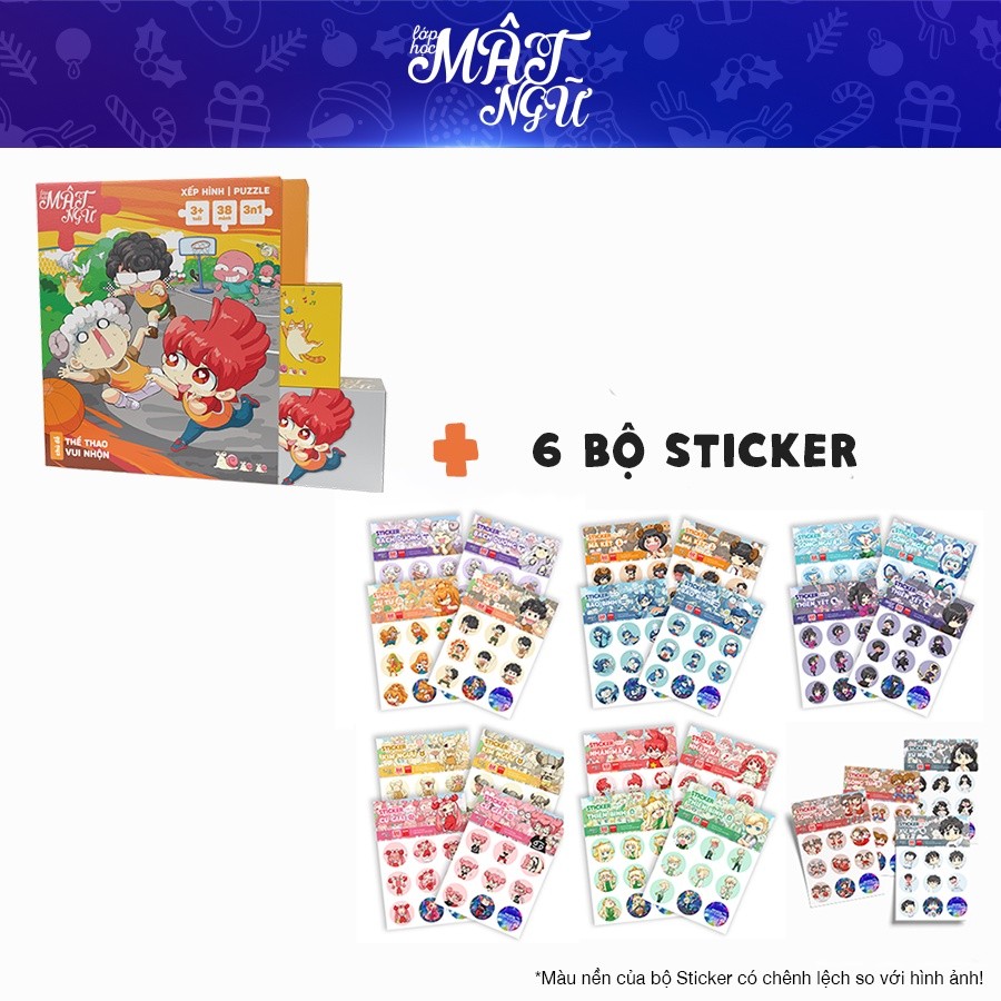 Combo Puzzle Lớp học Mật Ngữ + Bộ 6 Sticker Lớp Học Mật Ngữ Vol.01 | Board Game VN