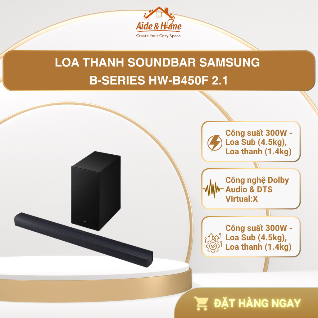 Loa Thanh Soundbar Samsung B-Series HW-B450F 2.1 Kênh Tích Hợp Loa Trầm (2025) - Bảo Hành 12 Tháng