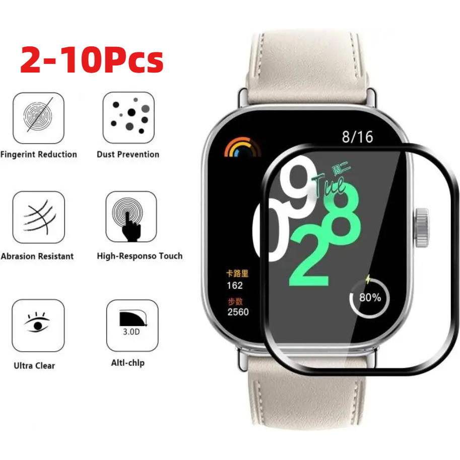 2-10 Chiếc Đồng Hồ Bảo Vệ Màn Hình Cho QCY GTS GTC GT2 Cong Đen Cạnh Kính Phim Cho QCY GT2 GTS GTC G