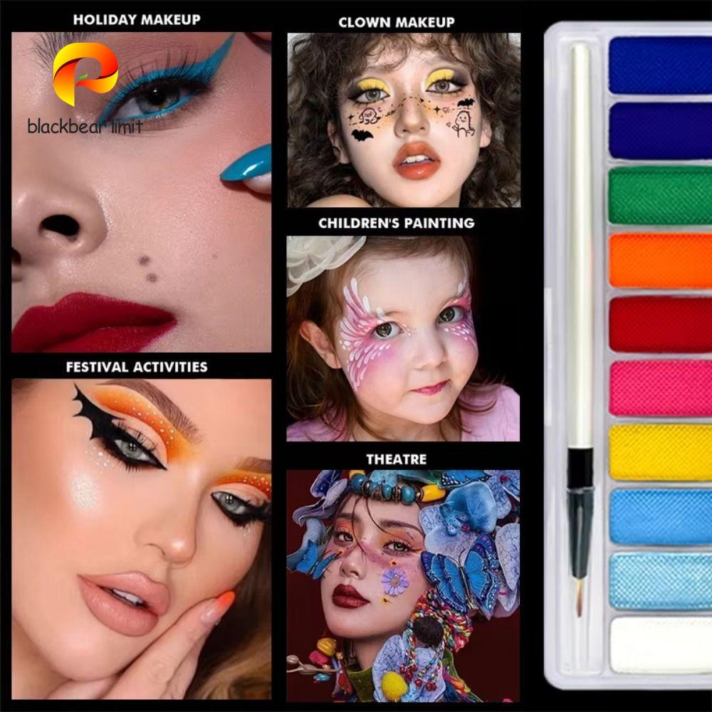 BLACKBEAR LIMIT Luminous Body Face Painting Kit, Nhiều Màu Sắc Dạ Quang Body Art Painting, Trang Điể