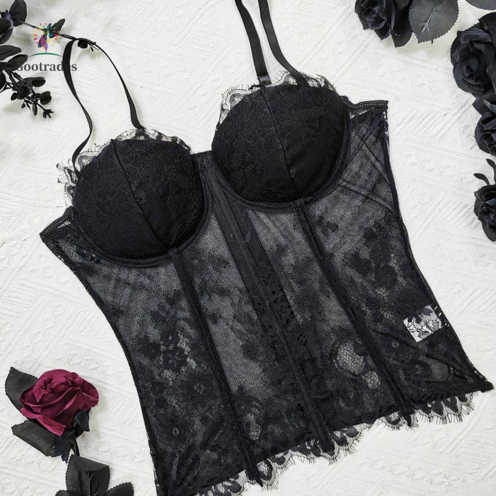 Gootrades Áo Croptop Ren Cổ Chữ V Dài - Size 1XL đến 4XL - Thích Hợp Du Lịch