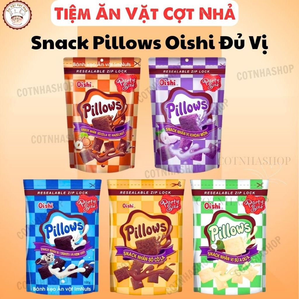 Snack Nhân Kem Pillows Oishi đủ vị Gói Lớn 80g snack food bimbim oishi