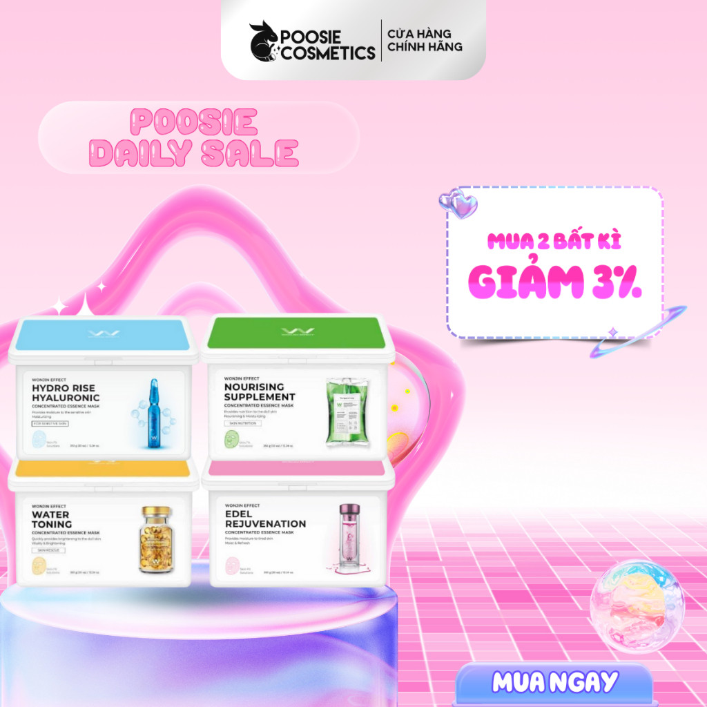 Hộp 30 Miếng Mặt Nạ Cấp Nước Mỗi Ngày WonJin Effect Hydro Rise Hyaluronic Mask 350g (hộp 30 Mask)