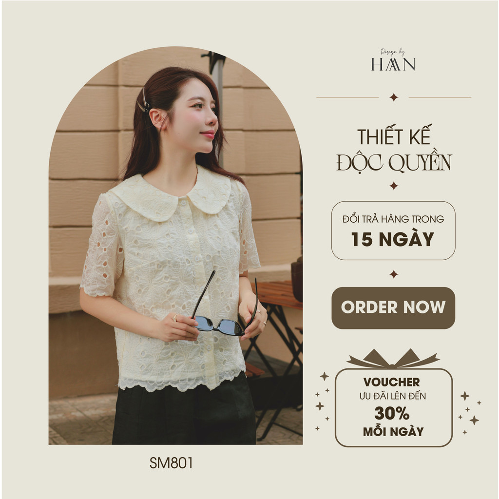 Áo Sơ Mi Kiểu Nữ Thiết Kế Cổ Sen Dịu Dàng, Chất Liệu Thô Boi Mềm Mát HAAN Design SM801