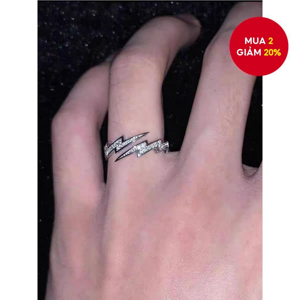 Nhẫn Lightning bạc có thể điều chỉnh Thiết kế độc đáo Hợp thời trang Phụ kiện hoàn hảo cho những người yêu thích thời trang