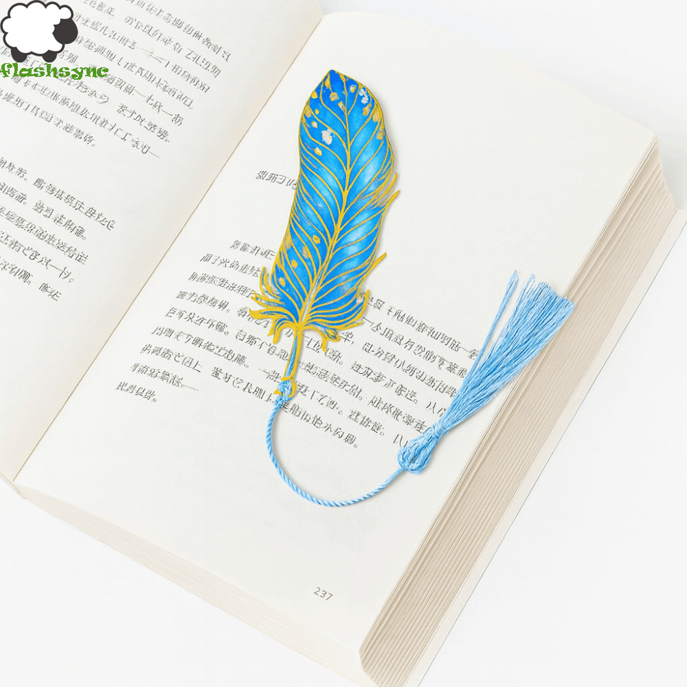 FLASHSYNC Metal Bookmark, Vintage Creative Peacock Feather Bookmark, Memo Clip Light-Transmitting Fe