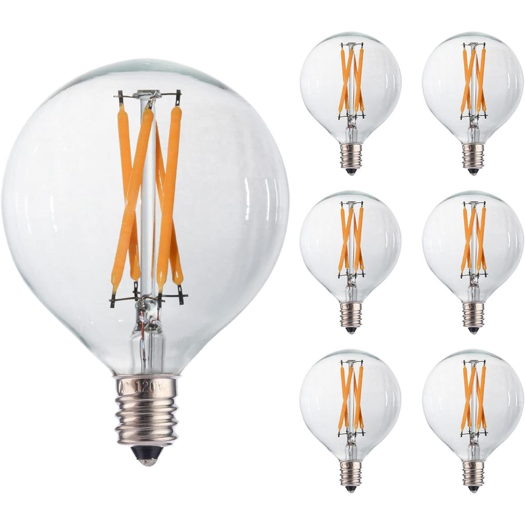6 Gói Bóng Đèn G16.5LED, 4 Watt Tương đương 25 Watt 40 Watt, Bóng Đèn Edison 2700K Trắng Ấm, Đế E12 