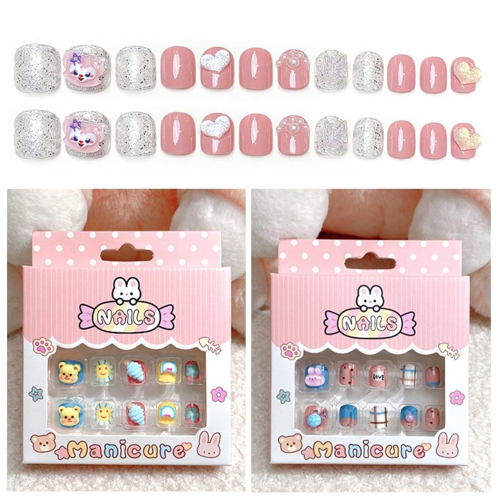 [TOTO] Miếng dán móng tay hoạt hình dễ thương cho bé gái Miếng dán móng tay giả nghệ thuật làm móng 
