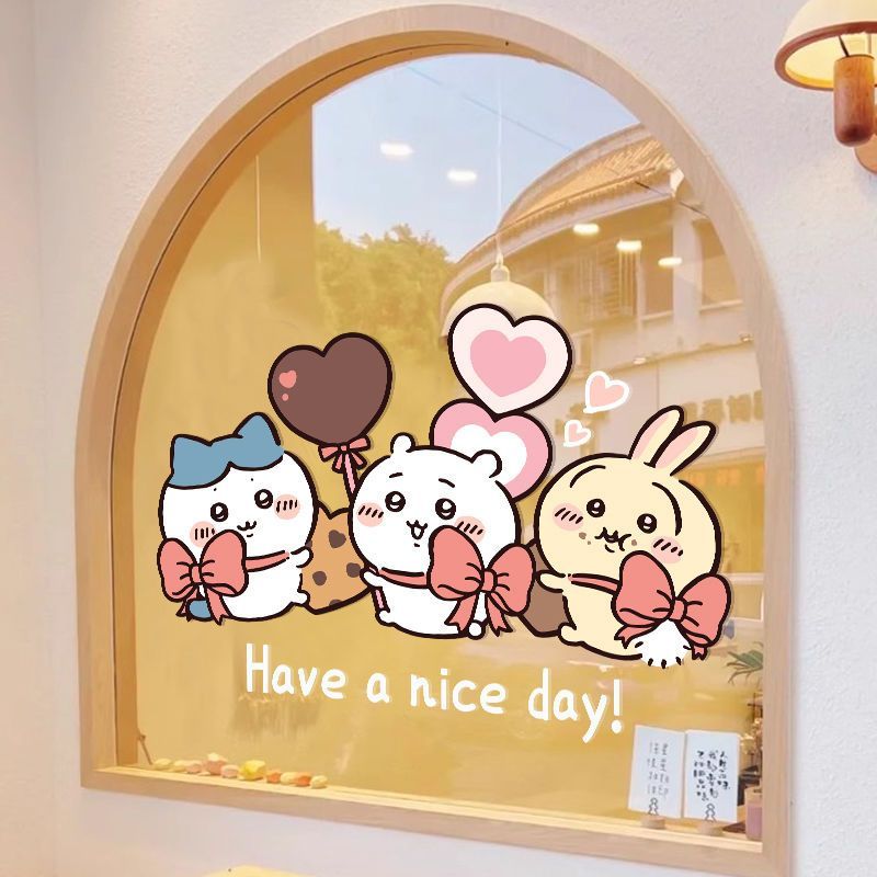 Chiikawa chiikawa chiikawa Little Eight Usachi Dán Cửa Kính Tĩnh Điện Dán Bánh Trà Sữa Món Tráng Miệ