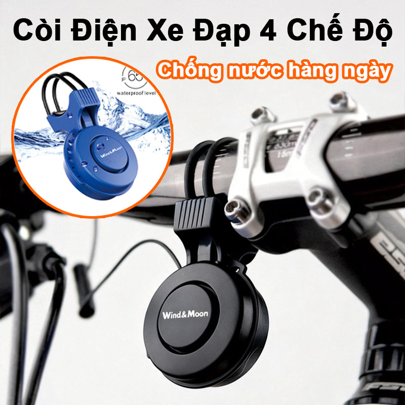 Còi điện gắn xe đạp 4 chuông, gắn ghi đông xe đạp, cảnh báo lớn, Còi điện gắn xe đạp sạc USB