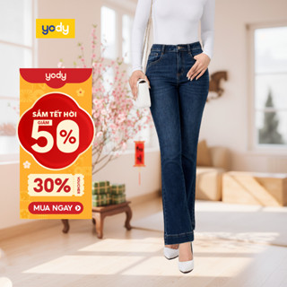  🌸SALE TẾT🌸 Quần jean nữ ống loe gấu nhăn YODY co giãn nhẹ siêu tôn dáng QJN7067 cần ẩn 