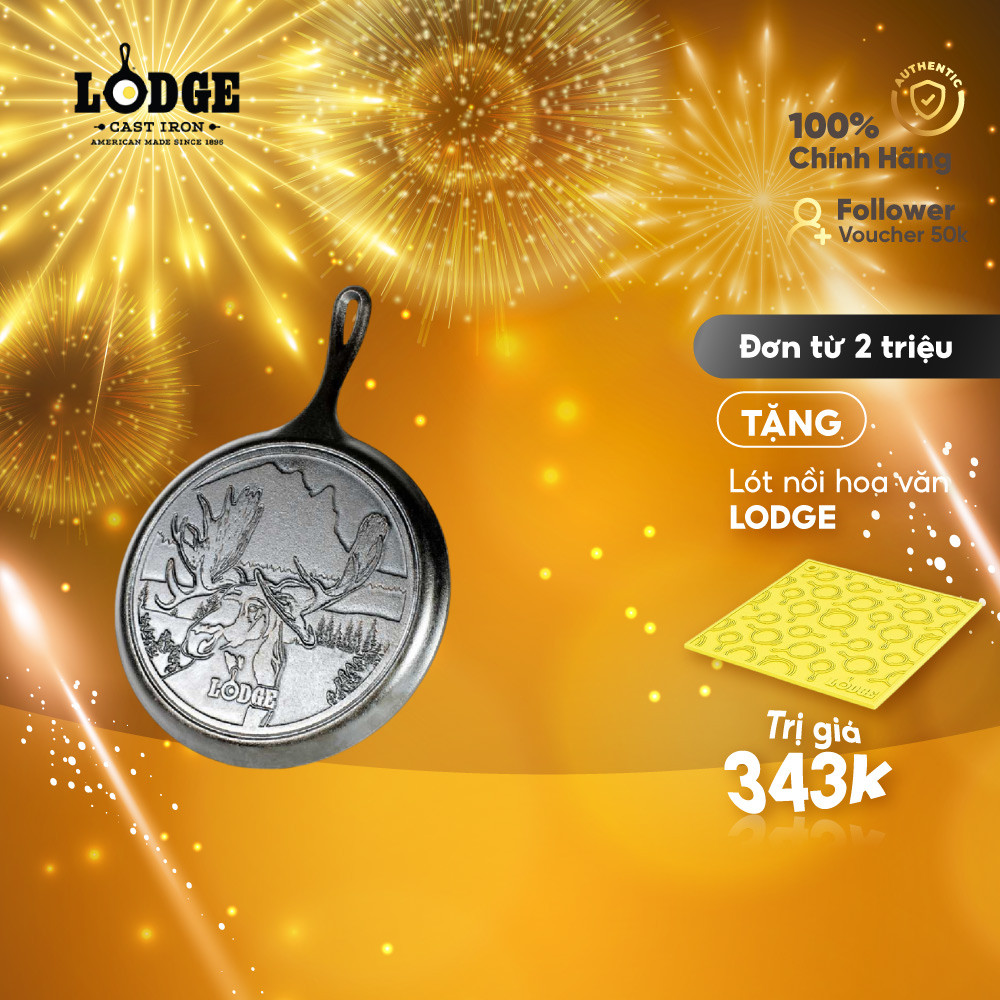 Lodge - Chảo gang đáy hình nai - 26cm