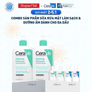  Bộ sản phẩm sữa rửa mặt làm sạch & dưỡng ẩm CeraVe dành cho da dầu Foaming Cleanser &Lotion 